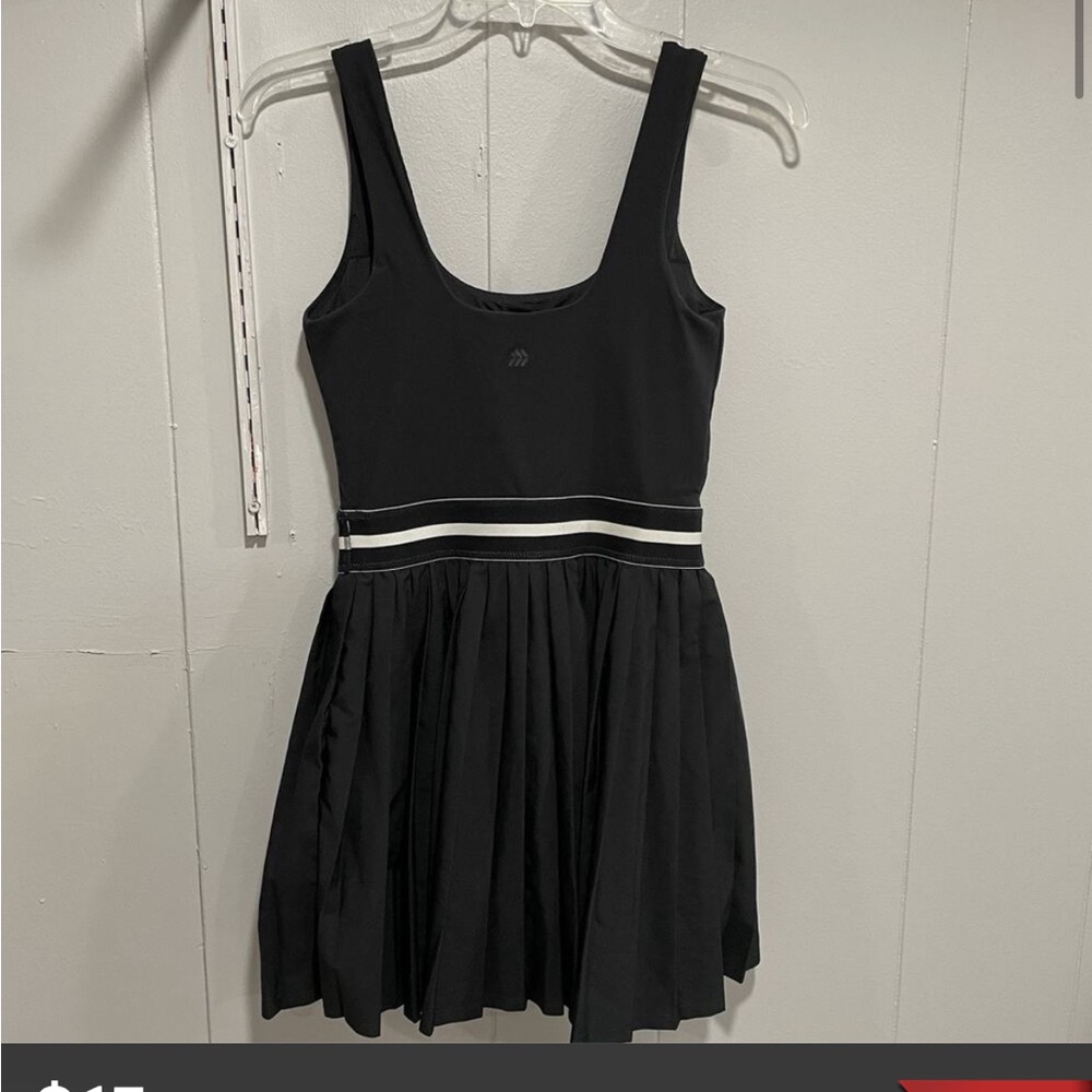 All in Motion Womens Preppy Tennis Dress Small Black Shelf Bra Shorts Activewear - Picture 3 of 3